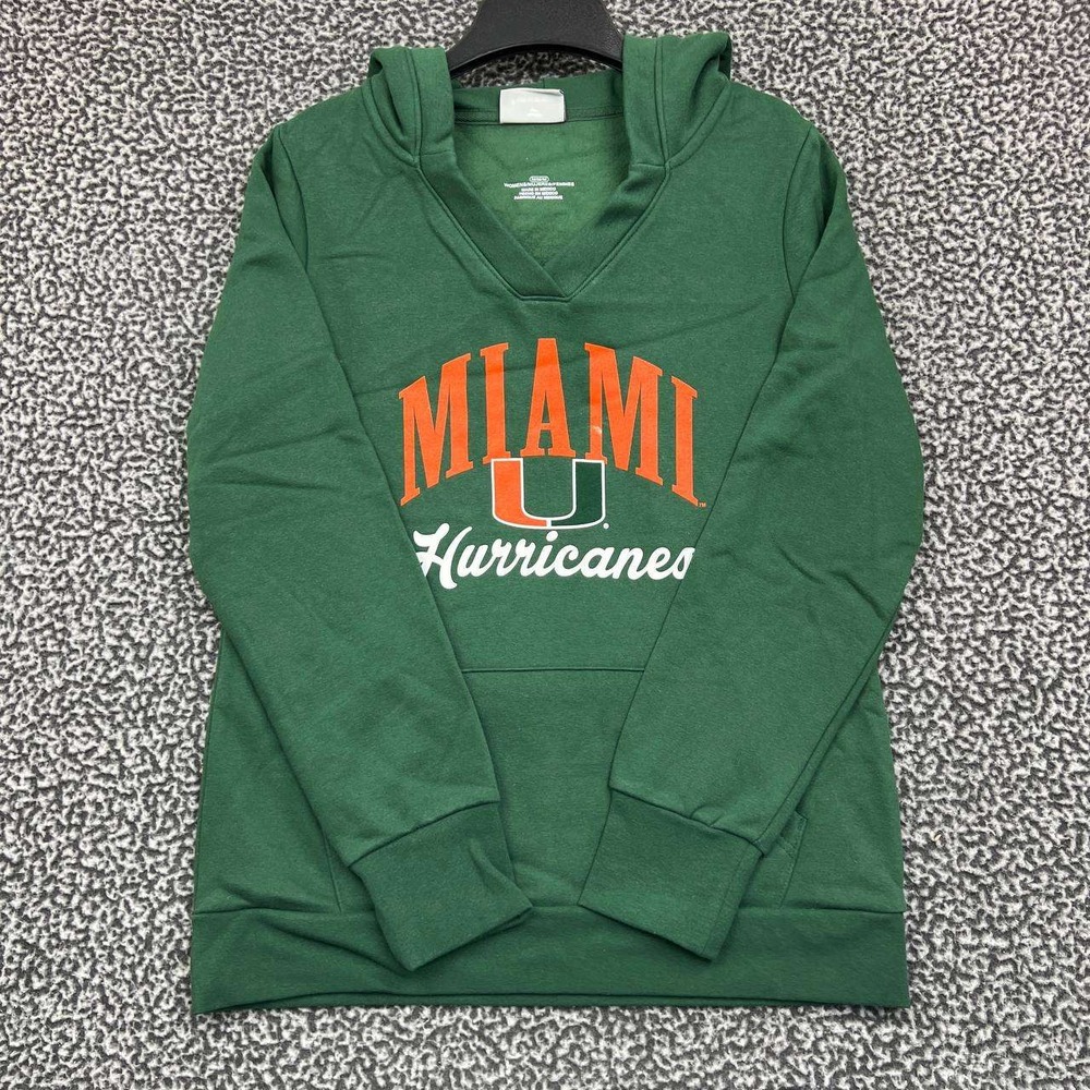 Miami Hurricanes Hoodie Women Medium Green Fanatics Pullover Long Sleeve New M